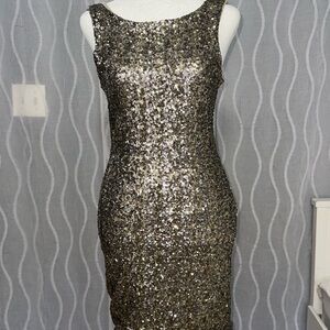 Zara Trafaluc Sequin Dress - Silver and gold